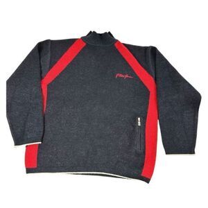 Phat Farm Mens Navy Brick Red Mock Neck Sweater XXL